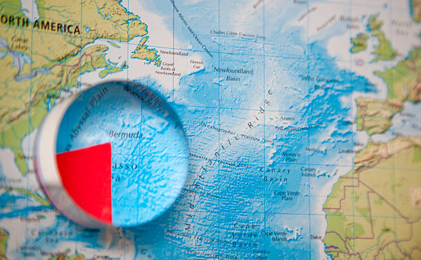 bermuda triangle globe stock photo