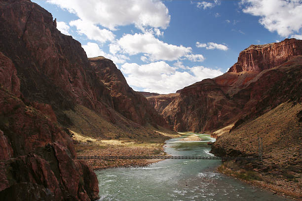 Colorado River, Silver Bridge in Grand Canyon stock photo