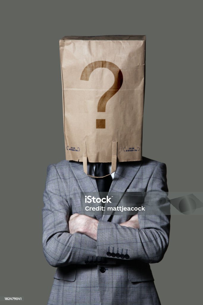 Бизнесмен с Бумажный пакет на голову - Стоковые фото Бизнес роялти-фри