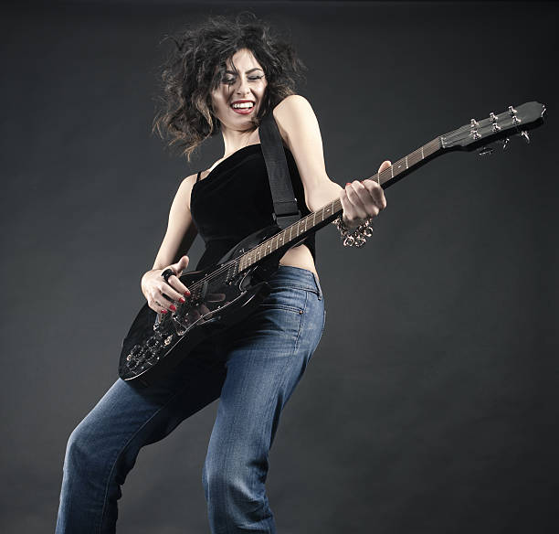 1980s Style Female Singer With Microphone on White Background