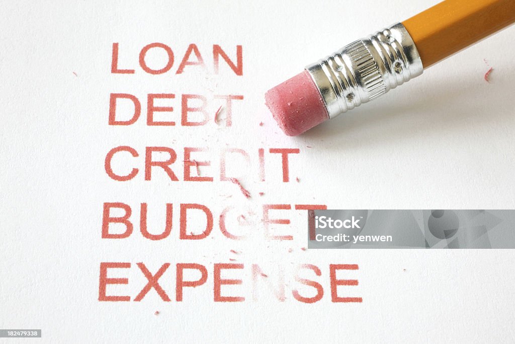 Erase Financial Problems Eraser Stock Photo