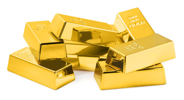 istock Many shiny gold bars isolated on white 1824796935