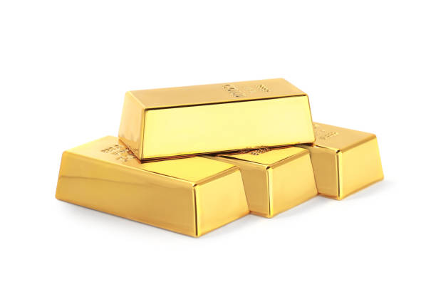 istock Stack of shiny gold bars isolated on white 1824797445