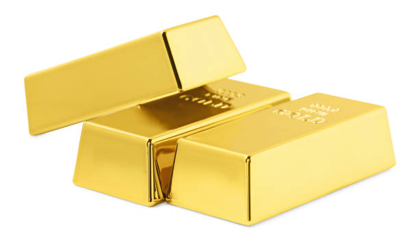 istock Three shiny gold bars isolated on white 1824797477