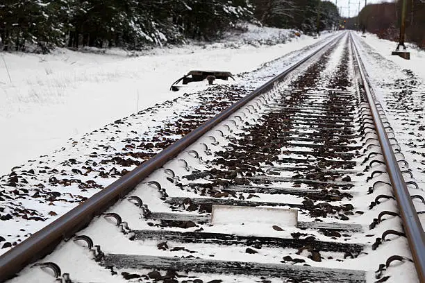 Railroad tracks covered in snow (XXL)