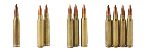 istock Set of many bullets on white background. Firearm ammunition 1824799093