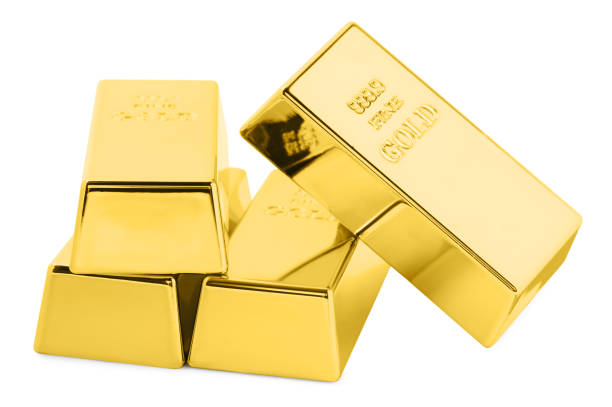 istock Many shiny gold bars isolated on white 1824799104