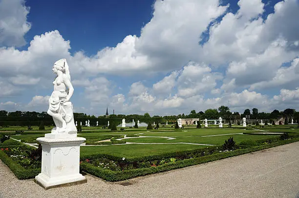 Panoramic view of Hannover Royal Gardens of  Herrenhausen