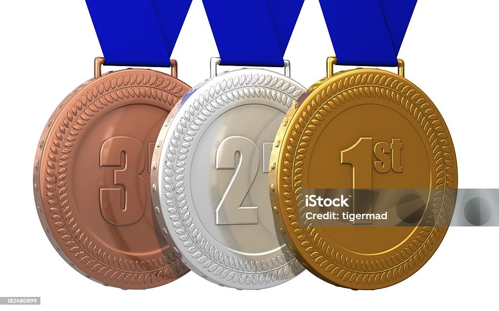 Золотые, серебряные и бронзовые медали - Стоковые фото Белый фон роялти-фри