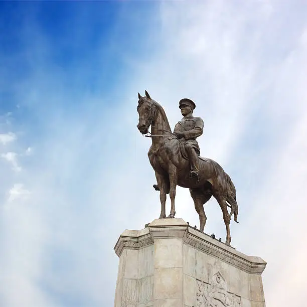 Bronze statue of Mustafa Kemal Ataturk built by Heinrich Krippel in 1927 in Ulus, Ankara, Turkey.