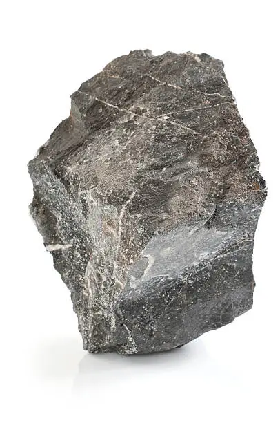 Gray large stone on white background