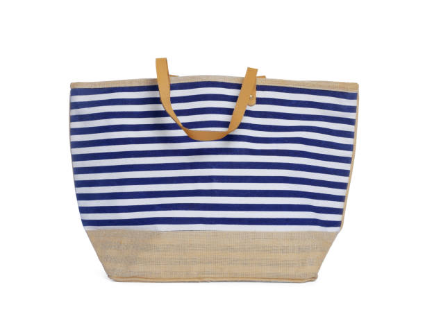 istock Stylish striped beach bag isolated on white 1824819595