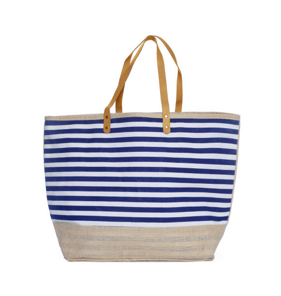 istock Stylish striped beach bag isolated on white 1824819600