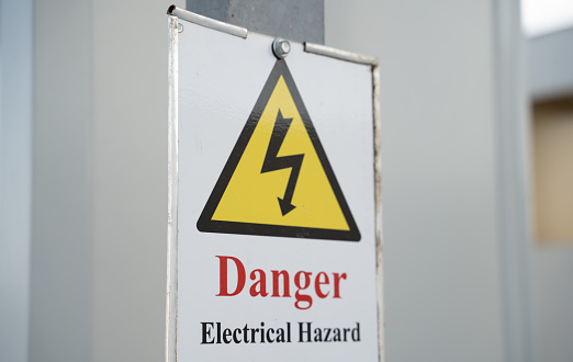 Doha, qatar- 01 November 2023 :electric danger sign.