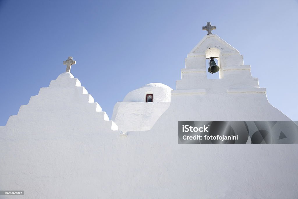 Silhueta Igreja de Mikonos - Foto de stock de Azul royalty-free