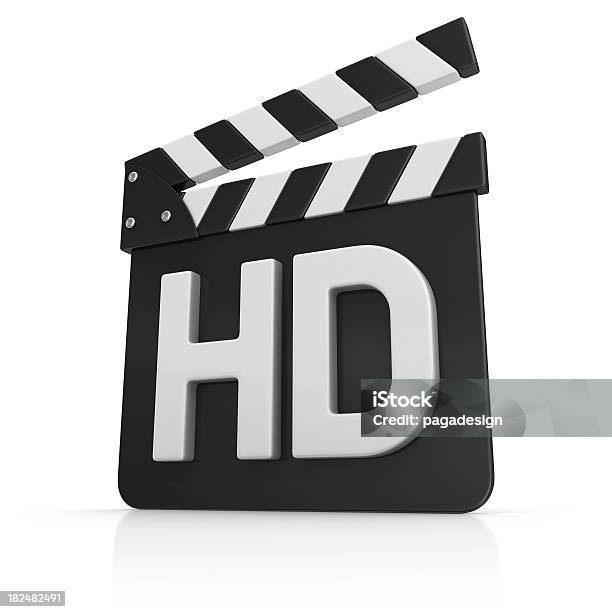 White Hd On Film Slate Stock Photo - Download Image Now - Activity, Arts Culture and Entertainment, Black Color