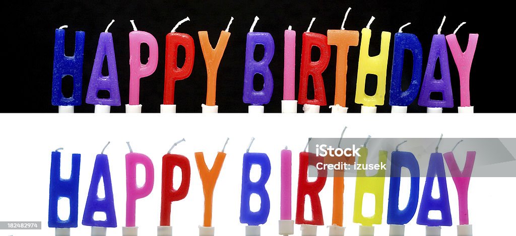 Happy Birthday bunte Kerzen, isoliert - Lizenzfrei Bunt - Farbton Stock-Foto