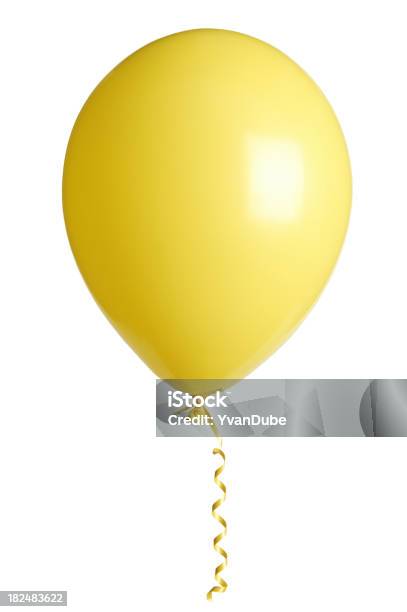 Желтый Группа Balloon Isolated On White — стоковые фотографии и другие картинки Воздушный шарик - Воздушный шарик, Жёлтый, Белый фон