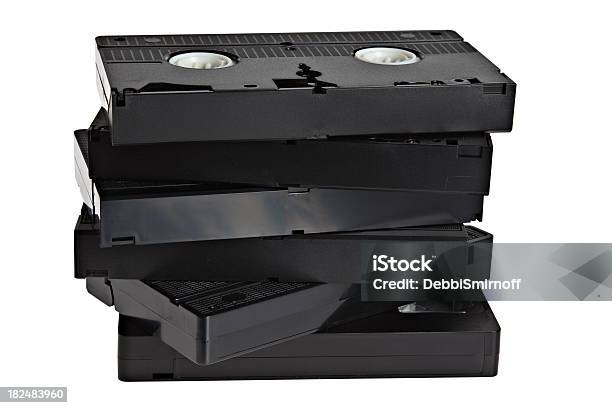 Foto de Vhs Fitas e mais fotos de stock de Aparelho de videocassete - Aparelho de videocassete, Fita Cassete, Pilha - Arranjo