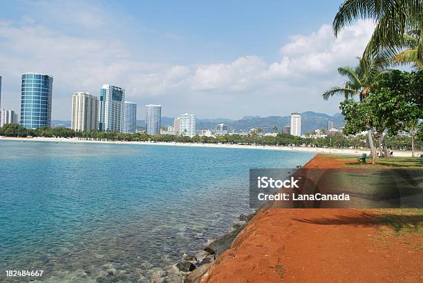 Ala Moana Park Skyline Honolulu Hawaii Stock Photo - Download Image Now - Apartment, Architecture, Beach