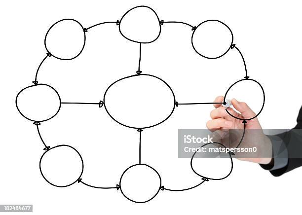 Hand Drawing A Flowchart Stock Photo - Download Image Now - Adult, Adults Only, Brainstorming