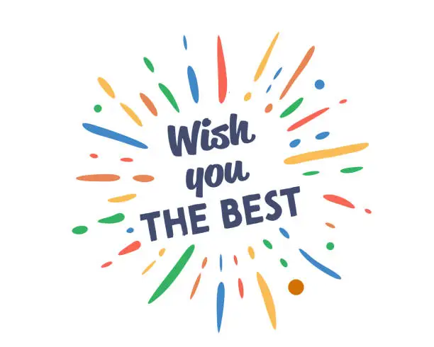 Vector illustration of Wish You the Best text with vector firework burst