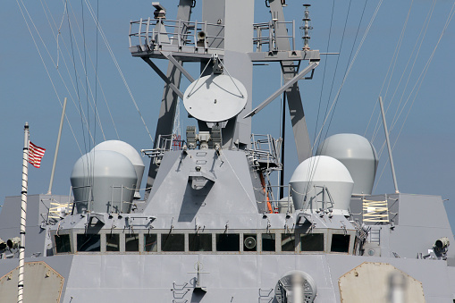 Kanagawa Prefecture, Japan - June 22, 2022:United States Navy USS Charleston (LCS-18), Independence-class littoral combat ship entering Yokosuka Port in Japan.