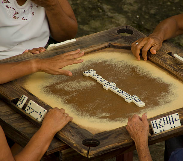 Playing domino stock photo