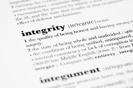 Dictionary definition of the word Integrity.Shallow Depth Of Field.Alternative Images Shown Below -