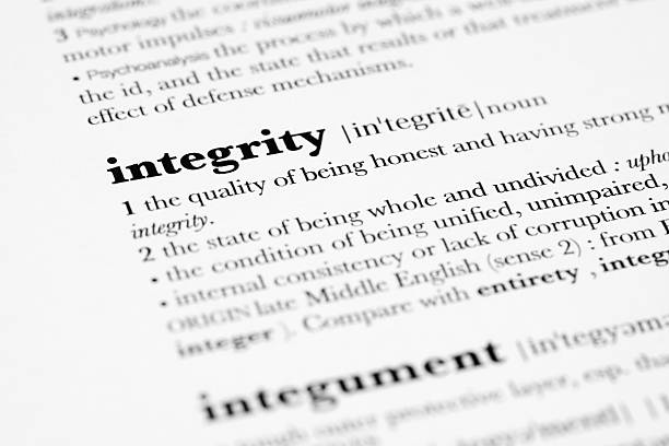 Definition of Integrity. Dictionary definition of the word Integrity.Shallow Depth Of Field.Alternative Images Shown Below - research ethics stock pictures, royalty-free photos & images