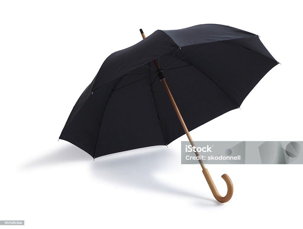 Black guarda-chuva isolada em um fundo branco - Foto de stock de Guarda-chuva royalty-free