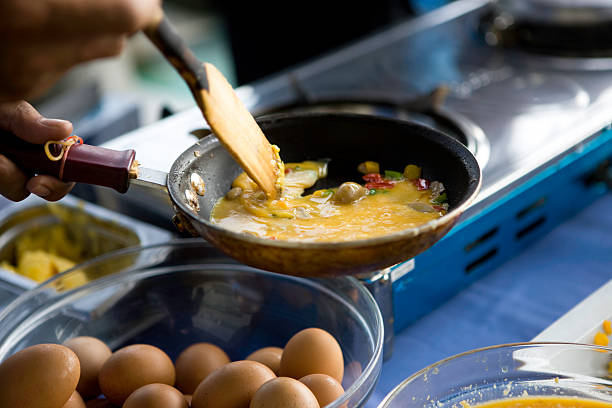 omlet - eggs fried egg frying pan fried zdjęcia i obrazy z banku zdjęć