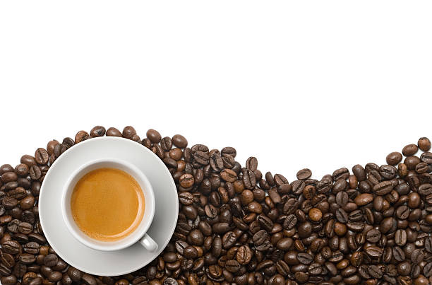 istock Cup of coffee on a wave of coffee beans 182485998