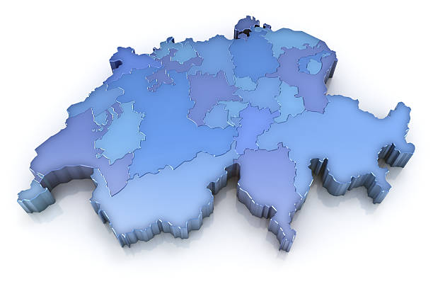 Switzerland map with cantons stock photo