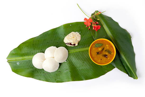 istock Idli Sambhar and Chutney, South Indian Dish on Banana Leaf 182486646