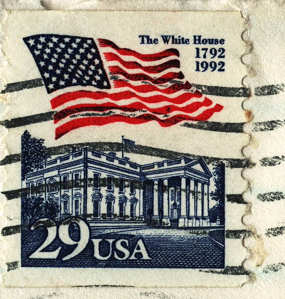 istock Flag With White House Postage Stamp 182486674