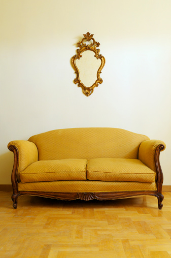Living room, classic italian interior with antiquities