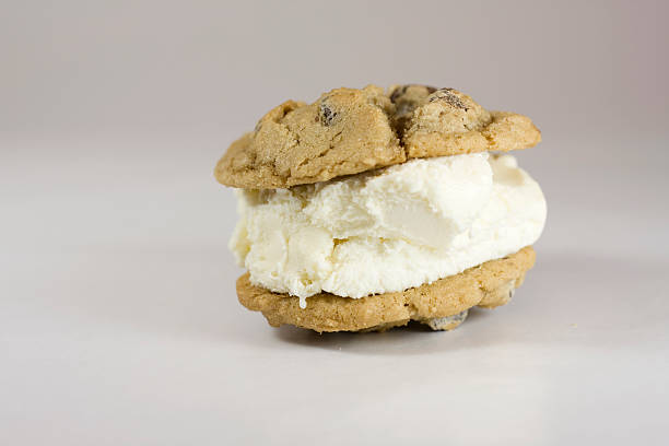 Chocolate Chip Cookie Ice Cream Sandwich stock photo