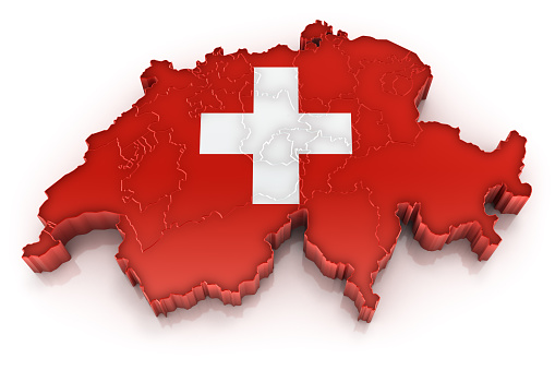 Map of Switzerland with flag.