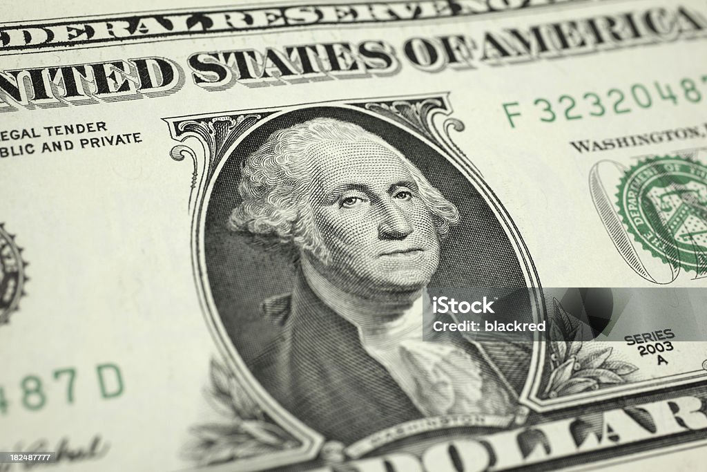 George Washington Close-up of George Washington's portrait on a US 1 dollar banknote.Similar images - American Culture Stock Photo