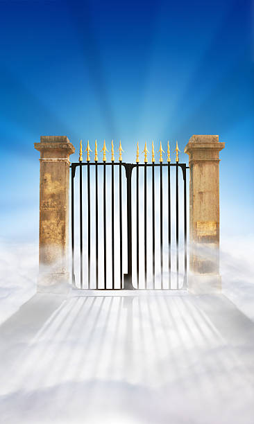 Heaven Gate on Clouds + copy space stock photo