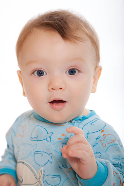 istock Looking surprised and pointing a small baby boy 182488064