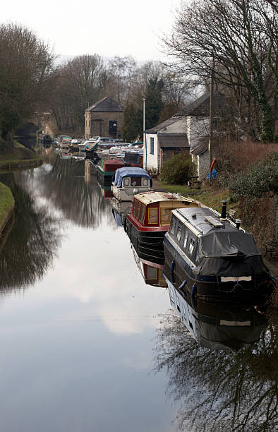 istock Canal boats moored up 182488155