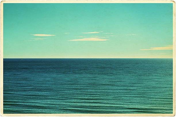 retro pohlednice seascape - středozemních moře fotky - stock snímky, obrázky a fotky