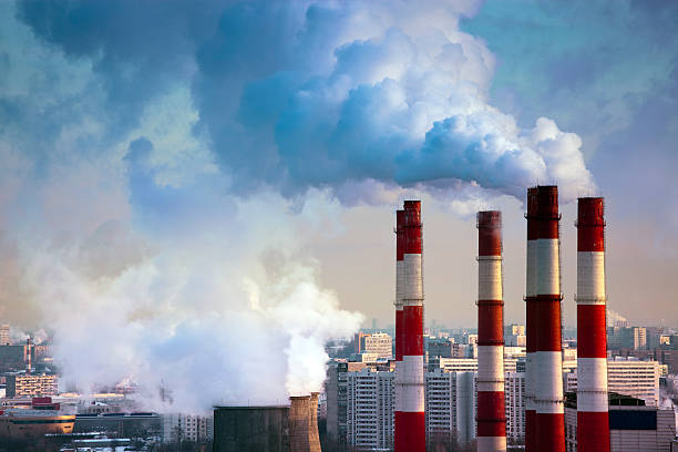 istock Heat power station chimneys 182489238