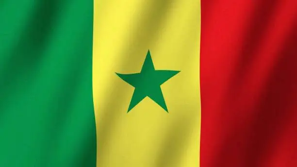 Vector illustration of Senegal flag waving in the wind. Flag of Senegal images