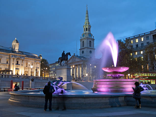 istock Trafalgar Square at dusk in London 182489724