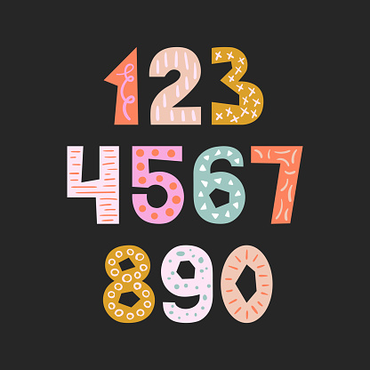 Number Gft Colorful Numbers With Decorative Doodle Elements Cutout Childish Number ...