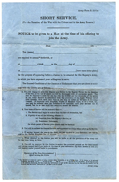 istock First World War British army enlistment form 182490211