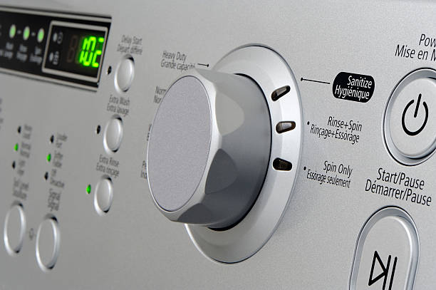 istock Close-up of controls and display of a washing machine 182490307